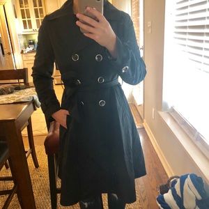 White House Black Market classic black trench coat